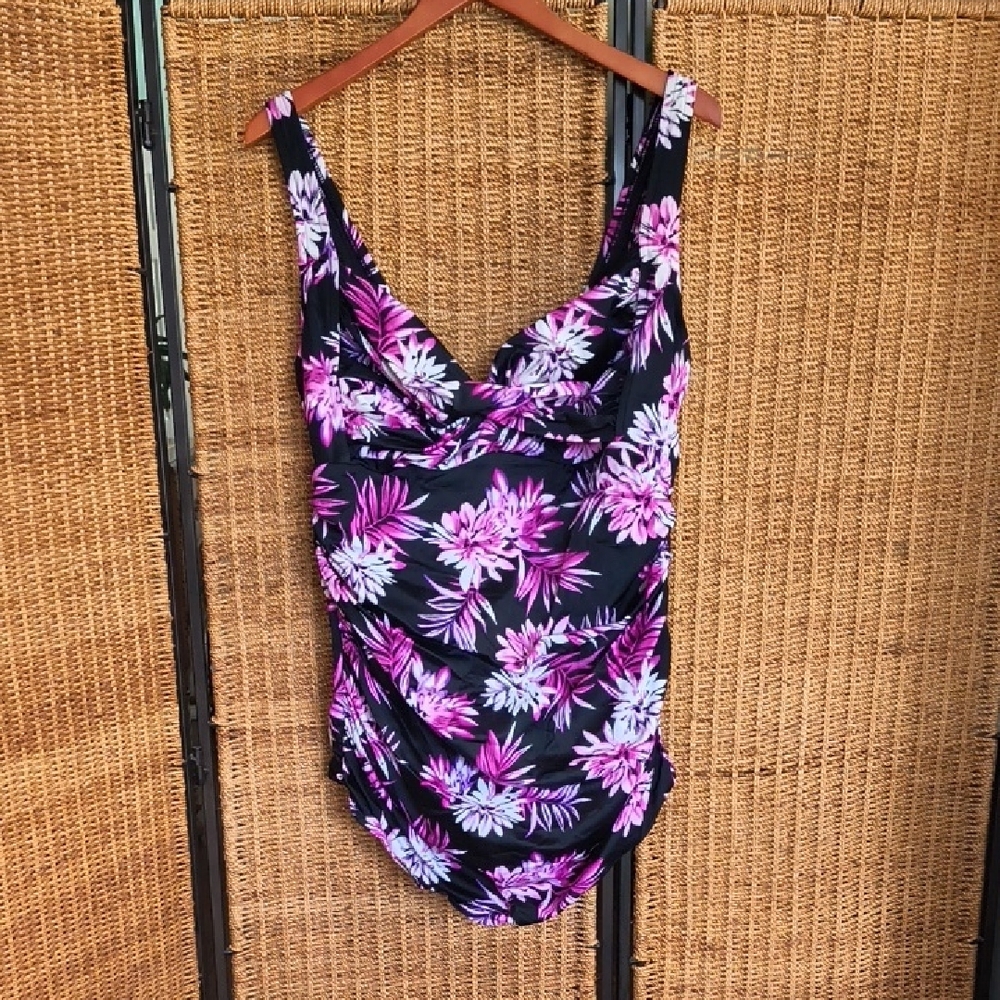 Elegant Black and Purple Swimsuit